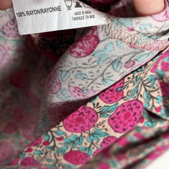 Natural Life Top Womens Size M Pomegranate Print Artsy Tie Front Blouse - Picture 6 of 8